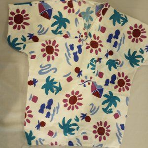 Floral print medical scrub top size small